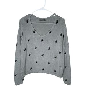 Wooden Ships Gray Football Knit Sweater Size S/M Pullover Paola Buendia